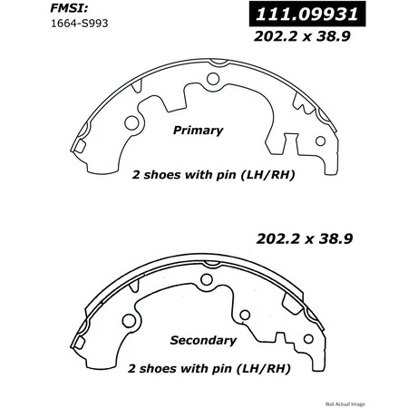 Centric Parts Premium Brake Shoes, 111.09931 111.09931